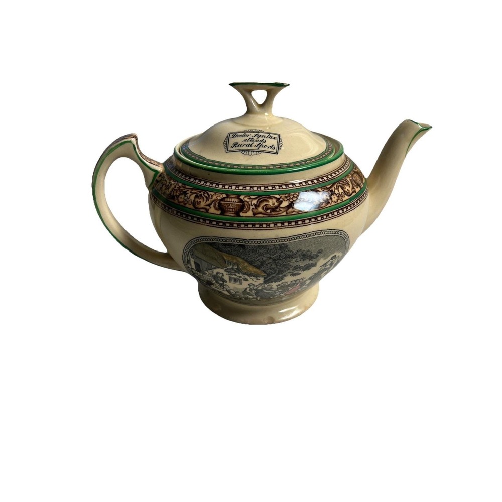 Antique Rare Cries of London (Green & Brown Rims) Teapot by Adams China c. 1920